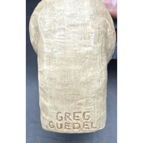 Greg Guedel Folk Art Snowman Holding Presents & Stocking 6.5” Christmas Signed - Picture 6 of 9